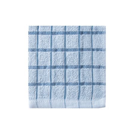 Ritz Cafe Solid Dish Cloth Blue Ground/Blue Chambray Check, PK12 9861916